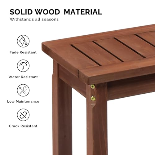Outvita 3 Piece Outdoor Dining Set, Wood Patio Table and Benches, Indoor Outdoor Patio Furniture for Backyard, Poolside, Entryway, Porch
