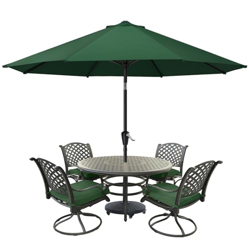 MASTERCANOPY 9FT Patio Umbrella with Push Button Tilt and Crank, Outdoor Market Umbrella with 8 Sturdy Ribs, UV Protection & Waterproof for Garden, Deck, Backyard, Pool (Forest Green) - color: forest green, size: 9FT