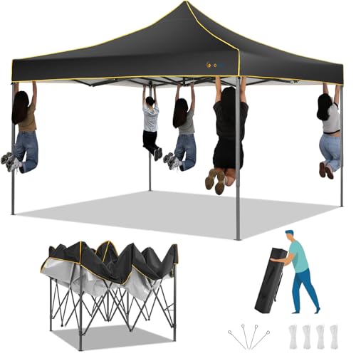 Hoteel Canopy Tent 10x10 Pop up Canopy, Easy Setup Canopy Heavy Duty Gazebo with 4 Sidewalls Waterproof & UPF 50+, Portable Bag, 3 Height Adjustable, Black - color: Black, size: 10x20FT (Upgraded)