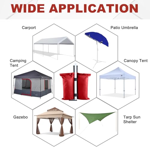 ABCCANOPY Canopy Weights 120 LBS Tent Sand Bags,4-Pack Red (Without Sand) - color: Red, size: 120 LBS