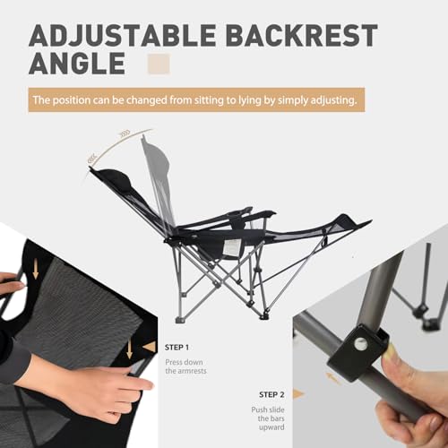 Zero Gravity Chair Reclining Folding Chair with Removable Footrest and Pillow & Cup Holder, Adjustable Outdoor Oxford Fabric Lounge Recliner for Camping, Beach, Garden, Patio, Black Mesh - color: Black Mesh