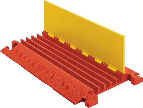 Checkers 5 Channel Industrial Drive Over Cable Protector for 1.25" Lines, 40k/Axle Load Capacity Hose and Cable Ramp for Heavy Duty Equipment, Made in The USA, Yellow/Orange, CP5X125-Y/O - size: 40k/Axle Load Capacity, style: Straight