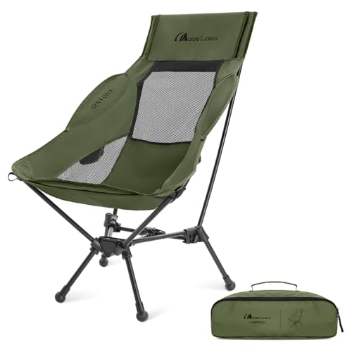 MOON LENCE High Back Folding Camping Chair, 330lbs Portable Compact Chair with Wide Seat & Ergonomic Back Support (Green) - color: Green, size: Max