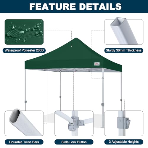 MASTERCANOPY Pop Up Canopy Tent Commercial Grade 10x10 Instant Shelter (Forest Green) - color: Forest Green, size: 10x10