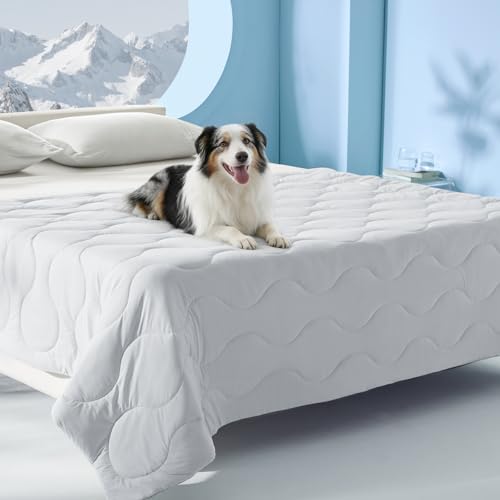 MIXJOY Cooling Blanket for Bed Breathable with Dual-Sided with Q-MAX>0.5, Lightweight Pet Cooling Throw Blanket Summer for Couch & Sleeping Bed, Washable Soft Cat Cold Mat Durable, Pearl Grey, 60x80 - color: Pearl Grey, size: Twin(60x80'')