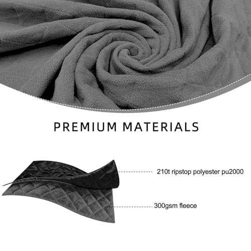 Large Waterproof Outdoor Camping Blanket, 80 x 58 inch Fleece Picnic Blankets Windproof Travel Stadium Blanket for Beaches Pets Car Camp Picnic Mat for Both Cold & Warm Weather - color: Black