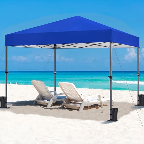 Yaheetech 10x10 Pop Up Canopy Easy Set-up Tent, Portable Outdoor Canopy Instant Tent, Commercial Gazebo with Wheeled Carry Bag & 4 Sandbags for Home, Party & Outdoor Activities, Blue - color: Blue, size: 10x10