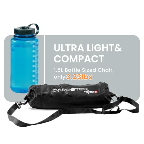 Campster 2.0 Ultra Lightweight Backpack Chair with 5s Folding, Small Compact Portable Hiking Chairs with Bottled Sized for Camping, Outside, Climbing, Beach, Fishing - color: Onyx Black