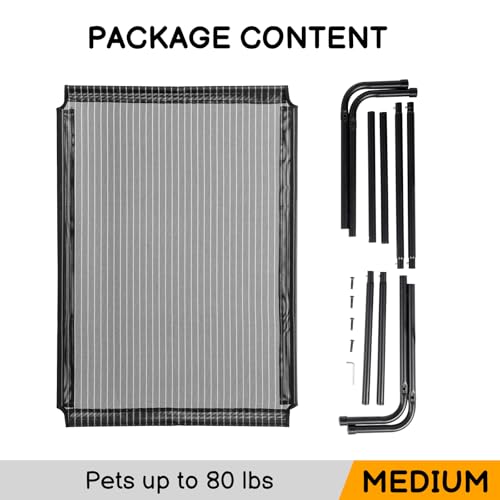 Cooling Elevated Dog Bed for Indoor and Outdoor,50" D x 31" W x 8" H (Black) - color: Black