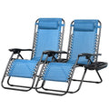 Nazhura Set of 2 Relaxing Recliners Patio Chairs Adjustable Steel Mesh Zero Gravity Lounge Chair Beach Chairs with Pillow and Cup Holder (Sky Blue) - color: Sky Blue