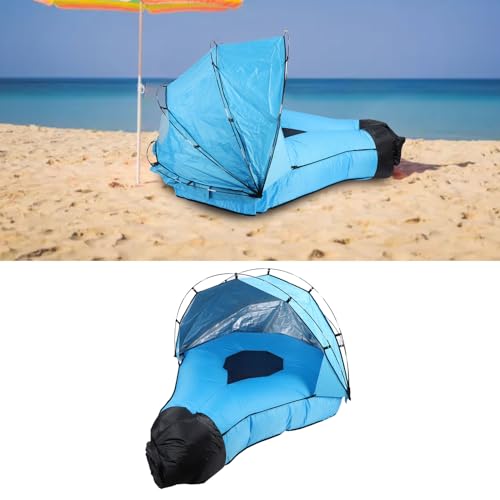 Inflatable Lounger Air Sofa with Detachable Sunshade, Blow Up Beach Bed Tanning Outdoor Couch Chair for Beach, Lake, Camping, Music Festival