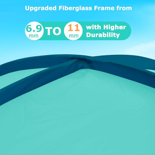 COMMOUDS Beach Tent Sun Shade for 3/4/6/8 Person, UPF 50+ Beach Sun Shelter Canopy Tent, Lightweight, Easy Set Up and Carry - color: Turquoise, size: 8 Person