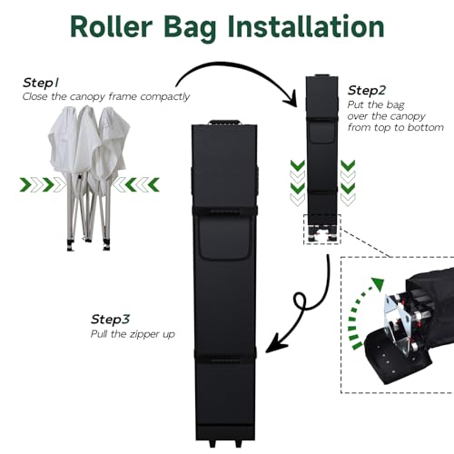 Canopy Portable Folding Bag for 10x10 Pop Up Canopy Tent, Heavy Duty Roller Bag Wheeled Bag, 10x10 FT - size: 10x10