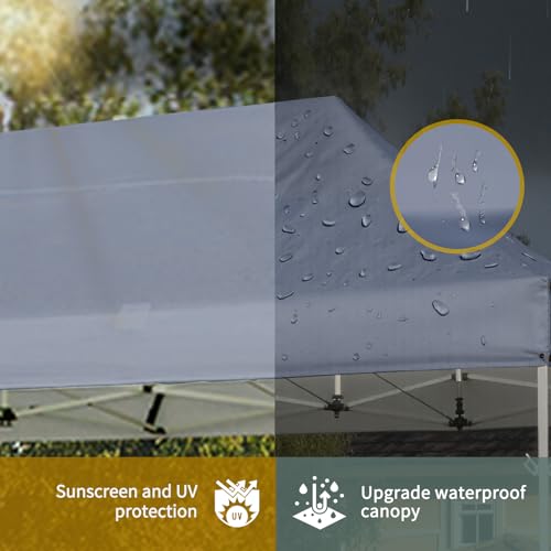 CROWN SHADES 10x15 Pop Up Canopy Tent, Thicken Frame Commercial Heavy Duty Tent, 8 Stakes & 4 Sandbags & 4 Ropes, Outdoor Canopies for Events, Parties,Grey - color: Gray, size: 10x15