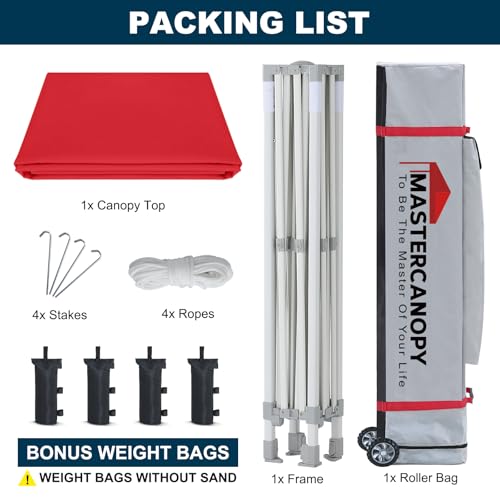 MASTERCANOPY Pop Up Canopy Tent Commercial Grade 10x10 Instant Shelter (Red) - color: Red, size: 10x10