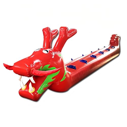 Inflatable Dragon Boat for Team Building Games, Outdoor Indoor Activities with Air Pump - color: Red, size: 8Seats