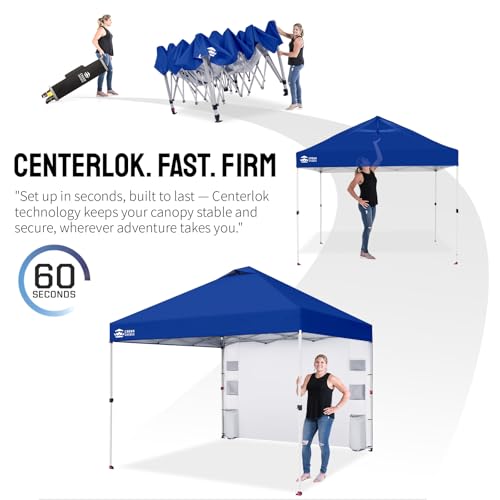 CROWN SHADES Canopy Tent, 10 x 10 Foot Portable Pop Up Outdoor Shelter with Pocket Sidewall, Push Center Lock, UV Protection, and Carry Bag, Navy Blue - color: Navy Blue