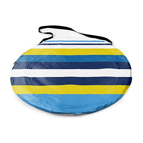 ONIVA - a Picnic Time brand - Manta Portable Beach Tent - Pop Up Tent - Beach Sun Shelter Pop Up, (Blue, White, & Yellow Beach Stripe) - color: Beach Stripes