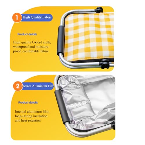 2 Packs Insulated Collapsible Picnic Basket with Picnic Mat 25L Large Capacity Leak-Proof Collapsible Cooler Bag for Outdoor Activities, Beach, Camping, Market Shopping,Travel