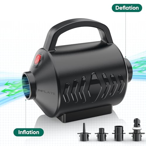 Electric Air Pump for Inflatable Pool Toys - High Power Quick-Fill Air Mattress Inflator Deflator Pump for Pool Float Raft Gymnastics Track Mat, Portable Air Pump 4 Nozzles AC 110-120V (400W)