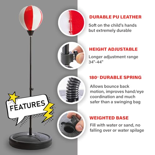 Whoobli Punching Bag for Kids and Toddler Incl Boxing Gloves| 3 4 5 6 7 8+ Years Old Adjustable Kids Boxing Bag with Stand| Sports Toy for Boys| Ideal Christmas Birthday Gift for Children; New 2026