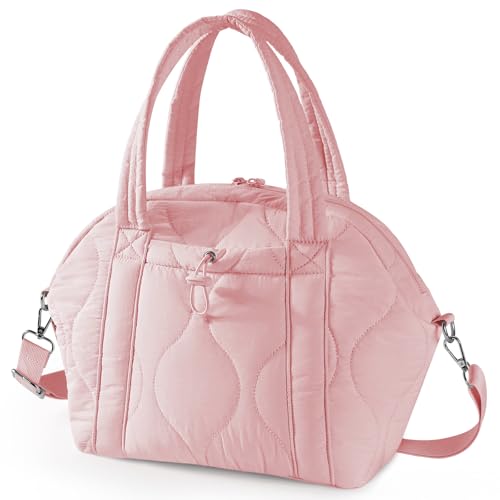 WONDAY Insulated Lunch Bags for Women, 12L Puffy Lunch Tote with Shoulder Strap, Waterproof, Leakproof, Reusable, Keeps Food Fresh, Perfect for Work, Travel, Picnic - color: Pink