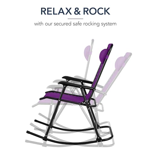 Best Choice Products Outdoor Zero Gravity Rocking Chair, Folding Reclining Patio Lounge Chair with Adjustable Pillow for Lawn, Beach, Camping - Amethyst Purple - color: Amethyst Purple