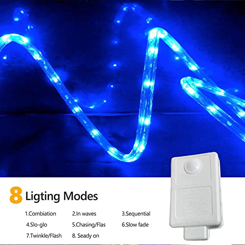 50ft 360 LED Rope Lights Outdoor, Connectable and Flexible Tube Lights with 8 Modes, Waterproof Indoor Outdoor LED Rope Lighting for Deck, Garden, Pool, Fences,Patio, Indoor Outdoor Decorations (Blue) - color: Blue, size: 50ft