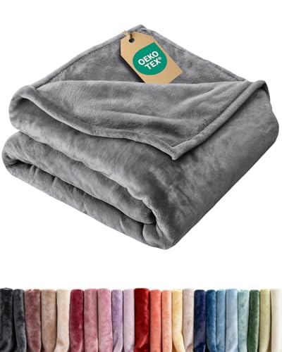 Ultra Soft Fleece Blanket King Size - Flannel Fleece Luxury King Blanket - Lightweight for Couch Bed Chair - Thick, Warm & Breathable - All Season Cozy Fuzzy, Anti-Static Microplush Bedding, Dark Grey - color: 11 - Dark Grey, size: King (90" x 108")