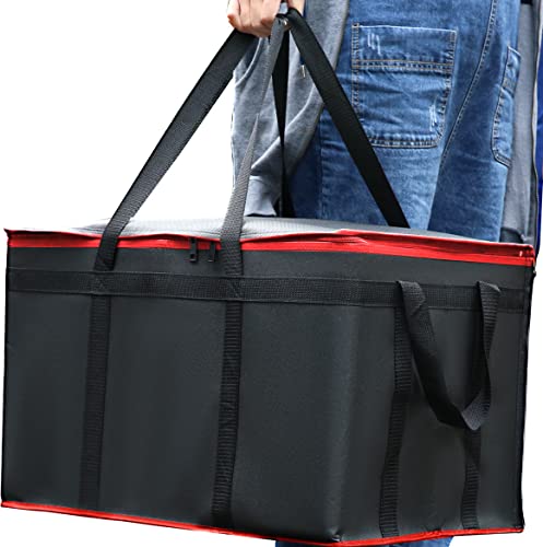 2 Pack XXXL Insulated Food Delivery Bag Black Red Cooler Bags Keep Food Warm Catering Therma for doordash Catering Cooler Bags Keep Food Warm Catering Therma Catering Shopper hot XXXL - color: Black_red, size: XXX-Large（24W x 15H x 14D）