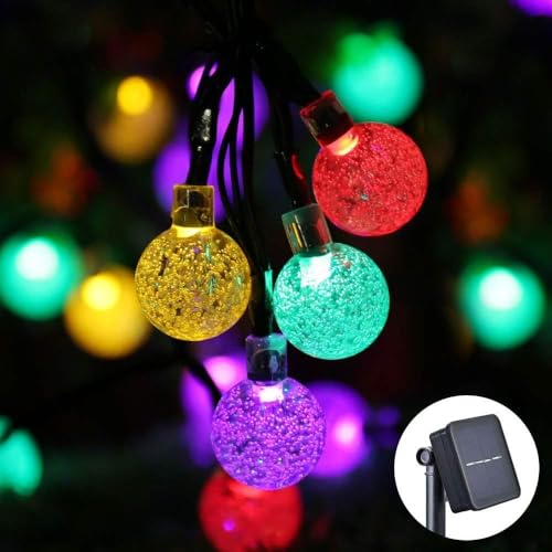 Toodour Solar String Lights Outdoor, 36ft 60 LED Globe String Light with 8 Mode, Waterproof Crystall Ball Lights Solar Patio Lights for Garden, Lawn, Patio, Gazebo, Yard, Outdoor Decor - Multicolor - color: Multicolor, size: 36ft