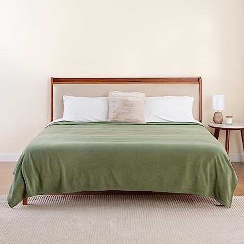 Berkshire Blanket Microfleece Queen Size Bed Blanket Dark Sage Green,Lightweight Soft Breathable Plush Micro Fleece Blanket for Bed Couch Sofa,90x90 Inches - color: Dark Sage Green, size: Full/Queen