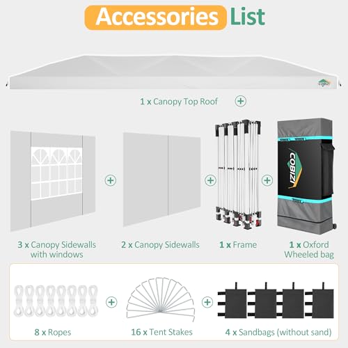 COBIZI 10x30 Pop Up Canopy Tent with Patented Center-Lock, Easy Setup Party Tent with 5 Removable Sidewalls, Wheeled Bag, Ventilated Top, for Wedding Backyard Event, White - color: White, size: 10x30ft With 5 Sidewalls