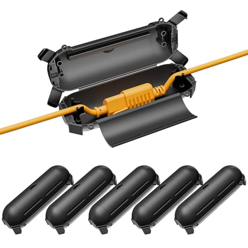 iwillink 6 Pack Outdoor Extension Cord Cover Waterproof - Weatherproof Electrical Connection Box for Outdoor Outlet, Plug, Socket, Christmas Holiday Decoration, Power Tool, Black - color: Black, size: 6 Pack