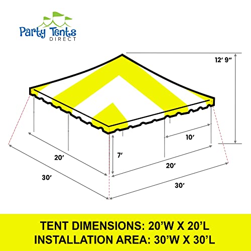 Party Tents Direct 20'x 20' Weekender Canopy Pole Tent with Sidewalls - Easy Up Canopy Tent with 80 Person Capacity - Outdoor Canopies for Parties, Weddings, and Events (Yellow/White) - color: Yellow, size: 20' x 20'