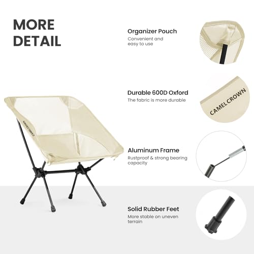 CAMEL CROWN Portable Camping Chair Lightweight Compact Folding Chair Mesh for Outdoor Camp Travel Beach Picnic Festival Hiking Backpacking White - color: White, size: 1 Pack