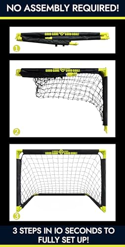 Mini Folding Soccer Goal Set for Kids,Indoor Outdoor Portable Training Goal with Ball & Pump,3x2x2ft (Black/Green)
