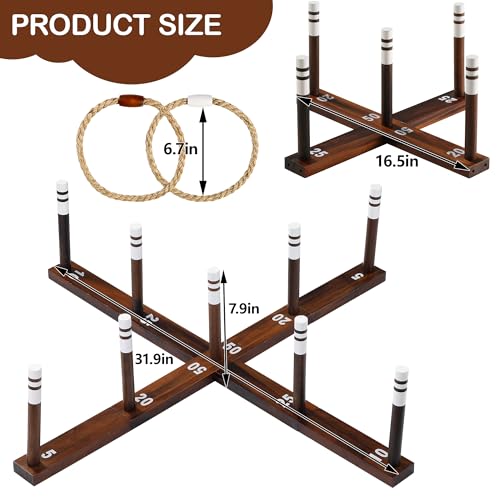 Ring Toss Game for Kids & Adults, Outdoor Yard Games for Adults and Family, Premium Ring Game with 6/10 Rope Rings & Carrying Bag, Perfect for Lawn, Backyard, Beach, Camping - size: Large