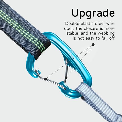 Heavy Duty Carabiner Clip Hook 8KN (1763 lbs), 2 PCS Ultra-Light Aluminum Caribeaners with Double Door D Ring Shape, for Hammock, Camping, Hiking, Backpacking, Dog Leash, Keychain Clip - style: 2#Lake Blue-2pc