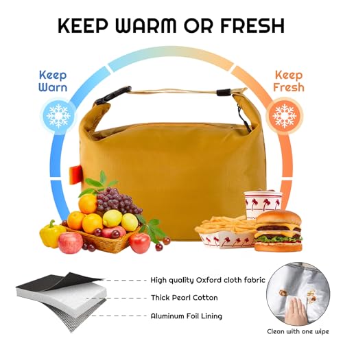 YUDANSI Fashion Lunch Bags for Men Women- Reusable Insulated Leakproof Lunch Box Tote Bag, Cool Bags for Adults,Thermal Cooler Bag for Work Picnic Travel -8L (Yellow) - color: Yellow