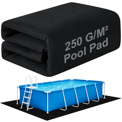 18x9Ft Rectangular Pool Liner Pad for Above Ground Swimming Pools,250g/㎡ Heavy Duty Pool Ground Mat Under Pool Pad, Durable Pools Bottom Liner Protector to Prevent Puncture and Extend Liner Life - size: 18x9 Ft