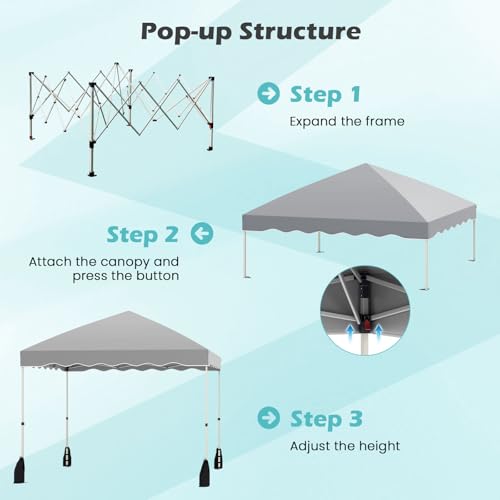 Tangkula 10x10 FT Pop Up Canopy, UPF50+ Easy Set up Instant Tent with Wheeled Bag, 8 Stakes, 4 Anchors, 4 Wind Ropes, 4 Sandbags, Heavy Duty Outdoor Canopy Tent 10x10 for Patio Party Backyard (Gray) - color: Gray, size: 10x10 FT