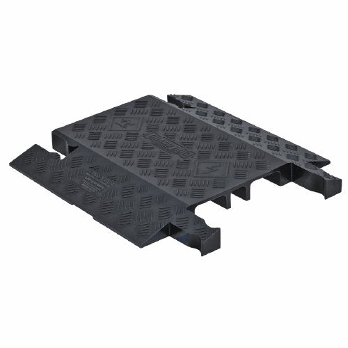 Checkers Drop Over 3 Channel Medium Profile Drive Over Cable Protector, Interlocking Design for Heavy Duty Loads up to 21,000 Pounds, Polyurethane Construction, Black, GD3-DO-B - color: Black