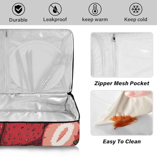 Casserole Carriers for Hot or Cold Food Reusable Casserole Dish Carrier Insulated Thermal Large Capacity Durable Perfect for Party Camping Family Gatherings Yellow Fish - color: Cartoon Red Strawberry