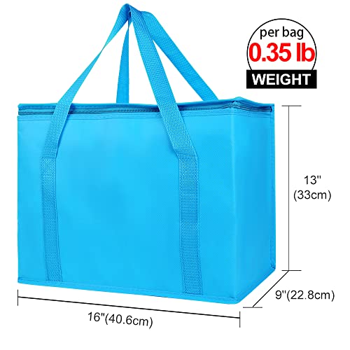 Bodaon 4-Pack Cooler Insulated Food Delivery Bag, X-Large Bags for Grocery/Catering/Shopping, Rideshare Delivery Bag, Thermal Hot Pizza, Large Cold and Frozen, XL Tote, Blue With Bottom - color: Blue with Bottom, size: X-Large