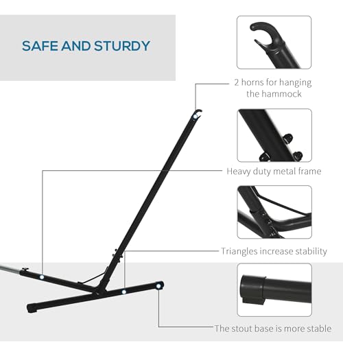 Outsunny Universal Hammock Stand 10-13ft Adjustable Steel Stand Space-Saving and Portable Carrying for Indoor and Outdoor Use, Black