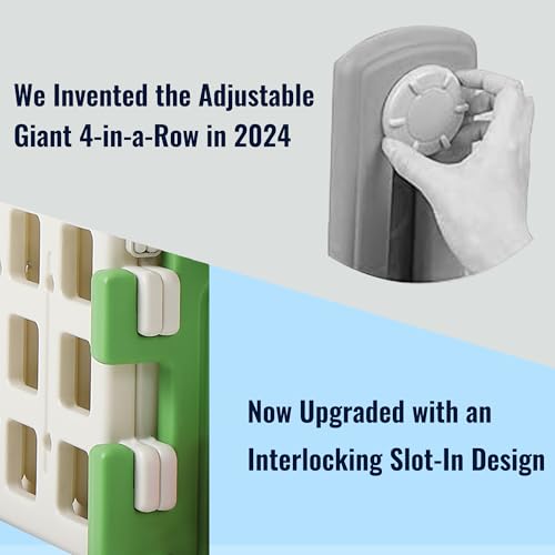 SDADI 'Click' Giant 4-in-a-Row Game Set with Block-Style Assembly, Adjustable Height 4-to-Score Connect Game, Portable Family Yard Game for Indoor & Outdoor Play - color: Ivory Green