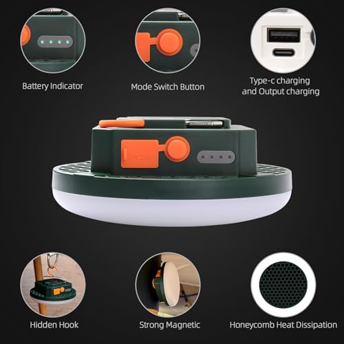 Tent Light Hanging for Camping,Bright LED Rechargeable Portable Lantern for Vendor Booths,Waterproof Outdoor Lights with Battery Power, Camp Lamp Light with Magnet for Outdoor Glamping(Green) - size: 30W(Magnet-Green)