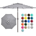 JEAREY 9' 2-Tiers Patio Umbrellas Outdoor Table Market Umbrella w/Push Button Tilt/Crank, 8 Sturdy Ribs, UV Protection Waterproof Sunproof(Black Striped) - color: Black Striped