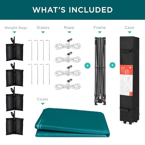 Best Choice Products 10x10ft Pop Up Canopy Tent, Outdoor Shade, 1 Person 1 Minute Set Up, Carry Case, 4 Weight Bags - Cerulean - color: Cerulean, size: 10x10ft